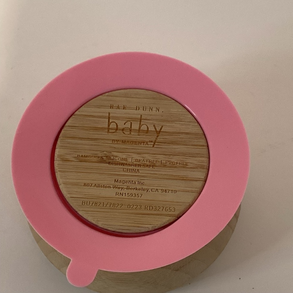 Rae Dunn Avanchy Bamboo Baby Bowl with Pink Suction Base - Picture 3 of 4